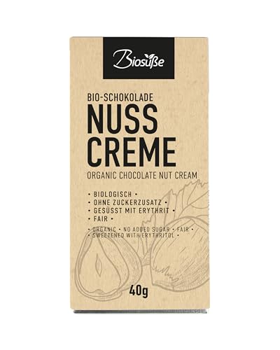 BIOSÜSSE Bio Schokolade Nusscreme ohne Zuckerzusatz, gesüßt mit Bio Erythrit (1x40g) von kalorienfreie Biosuße
