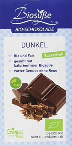 BIOSÜSSE Genuss ohne Reue Schokolade Dunkel, 4er Pack (4 x 40 g) von kalorienfreie Biosuße