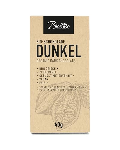 BIOSÜSSE Genuss ohne Reue Schokolade Dunkel, 4er Pack (4 x 40 g) von kalorienfreie Biosuße