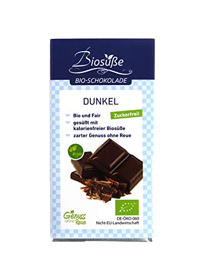BIOSÜSSE Bio Schokolade Zartbitter gesüßt mit Bio Erythrit, ohne Zuckerzusatz. von kalorienfreie Biosuße