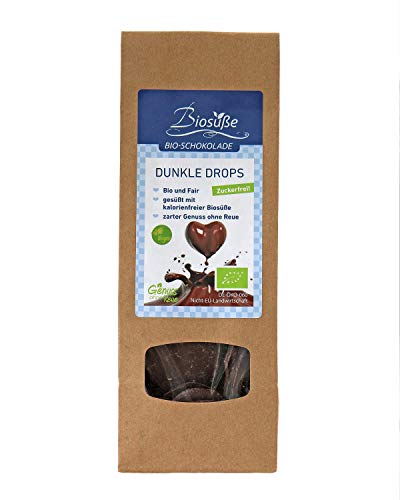 BIOSÜSSE Genuss ohne Reue Schokolade Dunkle Drops, 1er Pack (1 x 100 g) von kalorienfreie Biosuße