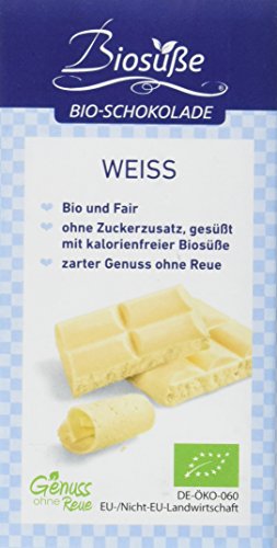 BIOSÜSSE Genuss ohne Reue Schokolade weiß, 4er Pack (4 x 40 g) von kalorienfreie Biosuße