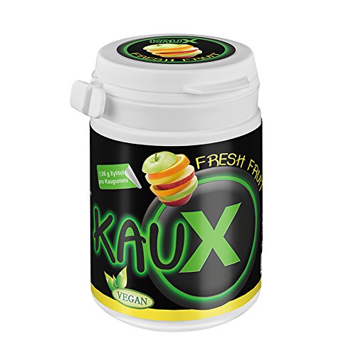 kauX Xylitol Zahnpflege-Kaugummi Fresh Fruit (60g=40 Stück pro Dose) von kauX