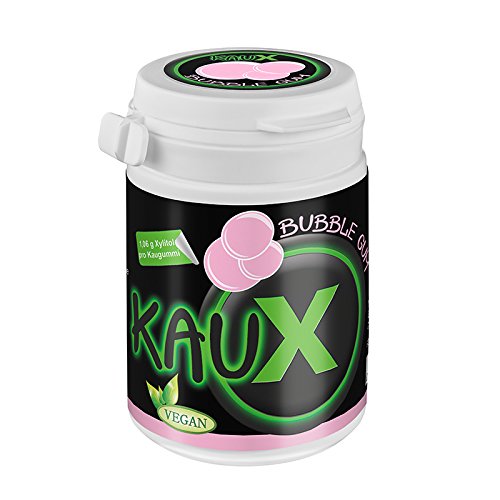 kauX Xylitol Zahnpflege-Kaugummi ohne Aspartam, Bubble Gum (60g=40 Stück pro Dose) von kauX