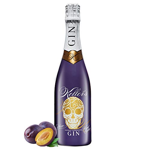 Keller’s Plum Distilled Gin (1 x 0,7 l), vielseitiger Premium Gin aus 66 Botanicals mit fruchtiger Pflaume – 35% vol. Alkohol - im Champagner Flaschen Design von Keller&Friends