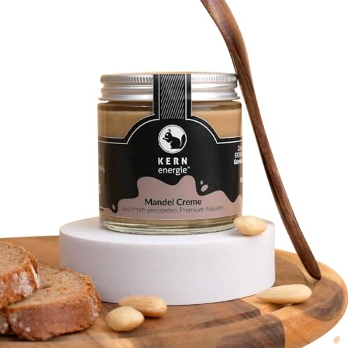 KERNenergie Mandelcreme aus 99% Mandeln - ohne Palmöl - Ideal als Brotaufstrich - Cremig & Aromatisch - Perfekt Für Desserts und als Topping - Premium Nusscreme - (120g, Mandel Creme) von kern-energie