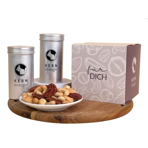 KERNenergie Nussgeschenk Set - Geschenkidee für Männer und Frauen - frisch geröstete Nussmischungen, sowie gebrannte und schokolierte Nüsse - Passend zu jedem Anlass - 4x90g (Für Dich) von kern-energie