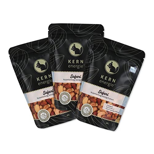 Nussmischung Safari 3er Flowpack - Pikante Nussmischung - Afrikanischer Snack mit Erdnüssen, Cashews, Mandeln und Katjang Pedis - 3 Pack von kern-energie