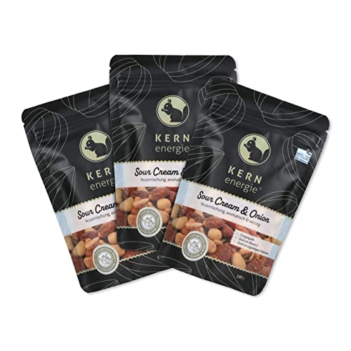 KERNenergie Nussmischung Sour Cream & Onion 3er Pack - Nüsse perfekt Gewürzt, mit krossen Röstzwiebeln - Mandeln, Erdnüsse blanchiert, Erdnüsse mit Haut, Cashewkerne, Kürbiskerne - 3x 180g KERNenergie Nussmischung Sour Cream & Onion 3er Pack - Nüsse perfekt Gewürzt, mit krossen Röstzwiebeln - Mandeln, Erdnüsse blanchiert, Erdnüsse mit Haut, Cashewkerne, Kürbiskerne - 3x 180g von kern-energie