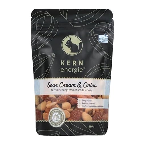 KERNenergie Nussmischung Sour Cream & Onion im Flowpack - Gemischte nüsse perfekt Gewürzt, mit Röstzwiebeln - Mandeln, Erdnüsse blanchiert, Erdnüsse mit Haut, Cashewkerne, Kürbiskerne, 180g KERNenergie Nussmischung Sour Cream & Onion im Flowpack - Gemischte nüsse perfekt Gewürzt, mit Röstzwiebeln - Mandeln, Erdnüsse blanchiert, Erdnüsse mit Haut, Cashewkerne, Kürbiskerne, 180g von kern-energie
