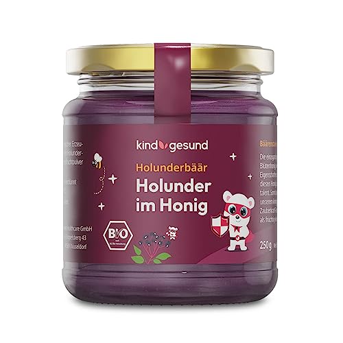 kindgesund Bio-Holunder im Honig für Kinder – Wohltuender Honig im Glas mit 35% konzentriertem Holundersaft – 250 g kindgesund Bio-Holunder im Honig für Kinder – Wohltuender Honig im Glas mit 35% konzentriertem Holundersaft – 250 g von kind gesund
