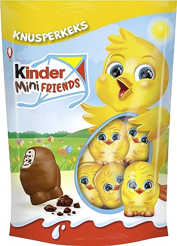 Ferrero Kinder Mini Friends Knusperkeks | 122 g | Vollmilchschokolade mit Milchfüllung & Kakaokeksgranulat | Ostern | Osterschokolade | Geschenk von Kinder