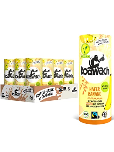 koawach Schoko Drink in versch. Geschmacksrichtungen – Trinkschokolade Koffein Kakao Getränk Dose Guarana Schokolade Energy Drink Bio Fairtrade (12 x 235 ml) (12 x 235ml, Banane (vegan)) von koawach