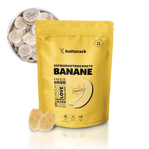 Kultsnack Gefriergetrocknete Banane 250 g – Gefriergetrocknete Früchte – Als Snack & für Müslis – Süßigkeiten Ersatz – ohne Zuckerzusatz – Pure Frucht (Vegan, Glutenfrei) von kultsnack