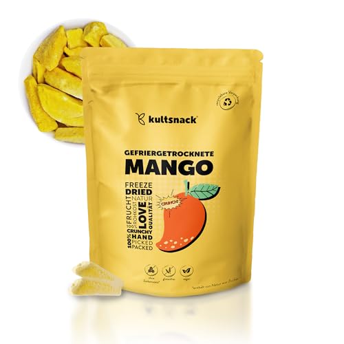 Kultsnack Gefriergetrocknete Mango 250 g – Gefriergetrocknete Früchte – Als Snack & für Müslis – Chips ohne Fett – ohne Zuckerzusatz – Süßigkeiten Ersatz (Vegan, Glutenfrei) von kultsnack