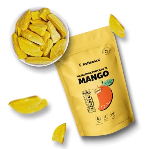 Kultsnack Gefriergetrocknete Mango 250 g – Gefriergetrocknete Früchte – Als Snack & für Müslis – Chips ohne Fett – ohne Zuckerzusatz – Süßigkeiten Ersatz (Vegan, Glutenfrei) von kultsnack