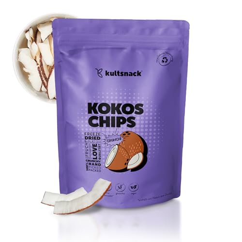 Kultsnack Kokoschips in Bester Premium Qualität – 1000 g – Kokos Chips Ungesüßt und Ungeschwefelt –Ohne Zucker und Ohne Konservierungsstoffe – Vegane Snack Chips (Glutenfrei) von kultsnack