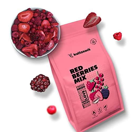 Kultsnack Red Berries Mix 150g – Gefriergetrocknete Beerenmischung – Müsli Früchte – Bowls Topping – Ganze Beeren – Ohne Zusätze, Ohne Zucker, Ungeschwefelt (Vegan, Glutenfrei) von kultsnack