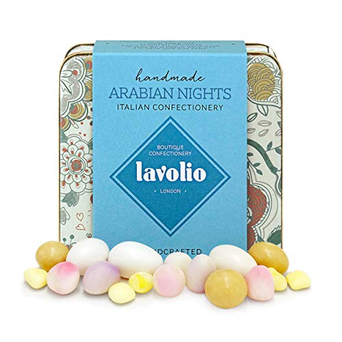 Lavolio Arabian Nights Konfekt in Geschenkdose (175 g) - Premium-Auswahl an überzogenen Nüssen, Blumen-Gelees und Schokolade, inspiriert von türkischen Köstlichkeiten von Lavolio
