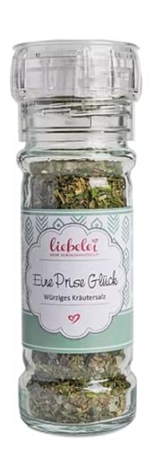 liebelei Gewürzmühle Kräutersalz (70g, Eine Prise Glück Würziges Kräutersalz) von liebelei