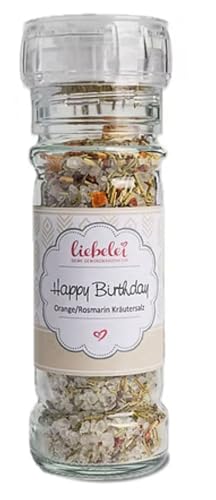 liebelei Gewürzmühle Kräutersalz (70g, Happy Birthday Orange/Rosmarin Käutersalz) von liebelei