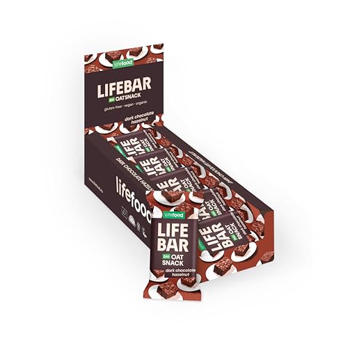 Lifefood Lifebar Haferriegel, Hafer Riegel, Haferflocken Riegel, Hafer Snack BIO Vegan Lactosefrei Glutenfrei - 15er Pack (15 x 40 g) (Dunkle Schokolade Haselnuss) von lifefood