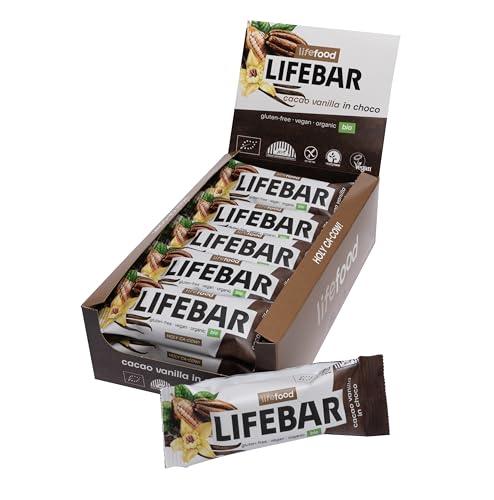 Lifefood, Lifebar InChoco - Kakao & Vanille Energieriegel mit Schoko-Überzug, Rohkost, Vegan, Bio, Glutenfrei, Ohne Zuckerzusatz, Biologisch angebaut - 15er Pack (15 x 40 g) von lifefood