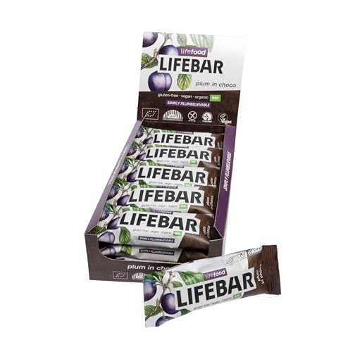 Lifefood InChoco Riegel RAW BIO Energieriegel mit Schoko-Überzug, Rohkost, Vegan, Glutenfrei, Ohne Zuckerzusatz, Roh, Biologisch angebaut - 15er Pack (15 x 40 g) (Pflaume) von lifefood