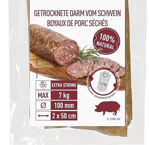 Getrocknete Schweinedärme Kaliber 100 mm, 50 cm - 2 St. / Naturdarm, Schweinedarm Spitzenqualität von lilawelt24