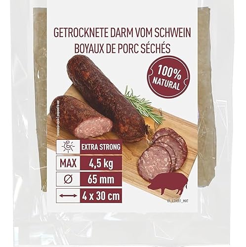 Getrocknete Schweinedärme Kaliber 65 mm, 30 cm - 4 St Naturdarm, Schweinedarm Spitzenqualität von lilawelt24