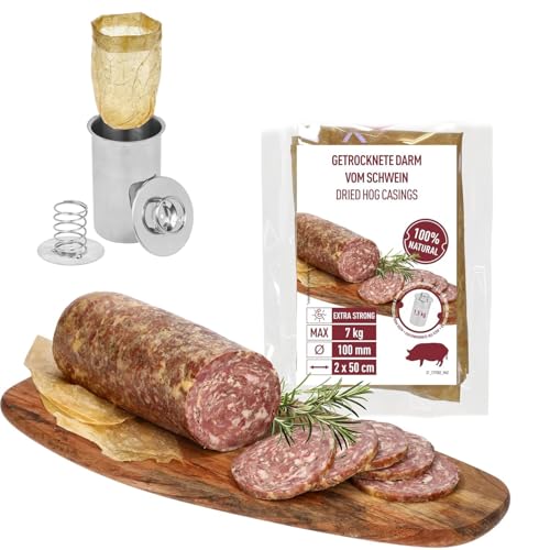 Schweinedarm Naturdarm für Wurst Premium für hausgemachte Würstchen für Bratwurst, Roster, Bockwurst, Frischbrater, Knacker, BBQ-Wurst Bratwurstdarm (Getrocknete 100 mm, 50 cm - 2 Stk.) von lilawelt24