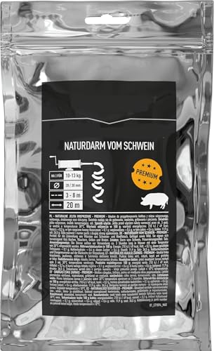 Schweinedarm Naturdarm für Wurst Premium für hausgemachte Würstchen für Bratwurst, Roster, Bockwurst, Frischbrater, Knacker, BBQ-Wurst Bratwurstdarm (PREMIUM 28/30 mm, 20 m) von lilawelt24