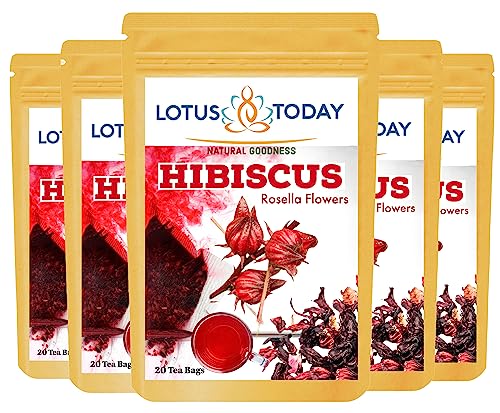 Lotustoday Kräutertee 100 % natürliche Hibiskus-Teebeutel (5 Stück) können feinen roten Eistee herstellen, bekannt als Rosella & Sorrel von lotustoday