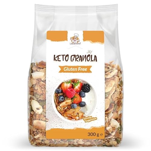 Lowcarbchef - Keto Granola (300 gr) - Eiweißreich - Glutenfrei - Müsli-Alternative - 2,9 g Kohlenhydrate pro Portion von lowcarbchef