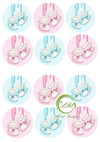 "Baby blau und rosa" 12 Muffinaufleger, Tortenaufleger,Geburtstag, von lrsweetdesign