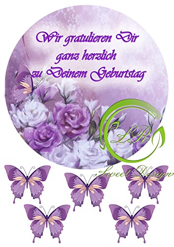 Geburtstag Rose №4 Tortenaufleger Geburtstag, … Deckopapier, Zuckerpapier Ca. 20Ø von LRsweetdesign
