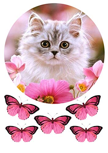 Katze mit Blume Tortenaufleger,Geburtstag,Tortendeko von lrsweetdesign