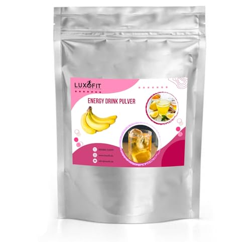 luxofit Banane Energy Drink Pulver Getränk, allergenfrei, mit Fruchtgeschmack, einfach und schnelle Zubereitung, für Sportler geeignet, Natürliche Farbstoffe (333 g) von luxofit