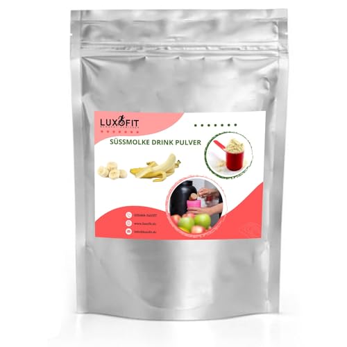 Luxofit Banane Süßmolke Drink Pulver mit Whey Protein, L-Carnitin, Sportgetränk, Natürliche Farbstoffe, schnelle und einfache Zubereitung, Geschmacksintensiv (1 Kg) von luxofit