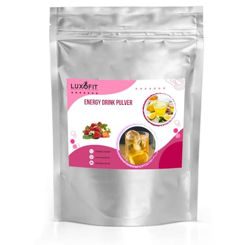 Luxofit Erdbeere Energy Drink Pulver, natürlicher und intensiver Geschmack, schnelle und einfache Zubereitung, Made in Germany, Sportlergetränk, Energieschub (1 Kg) von luxofit