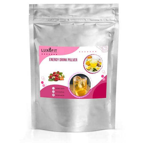 Luxofit Erdbeere Energy Drink Pulver, natürlicher und intensiver Geschmack, schnelle und einfache Zubereitung, Made in Germany, Sportlergetränk, Energieschub (1 Kg) von luxofit
