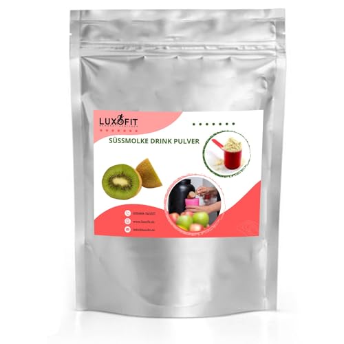 Luxofit Kiwi Süßmolke Drink Pulver mit Whey Protein, L-Carnitin angereichertes Molkepulver, für Erfrischungsgetränke, Natürliche Molkeprodukte, schnelle und einfache Zubereitung (333 g) von luxofit