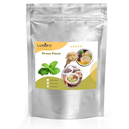 Luxofit Pfefferminze Aroma Pulver, Geschmacksverfeinerung für Lebensmittel und Getränke, Intensives Geschmackserlebnis, Vegetarisch und Vegan, Made in Germany, GMO-Frei (500 g) von luxofit