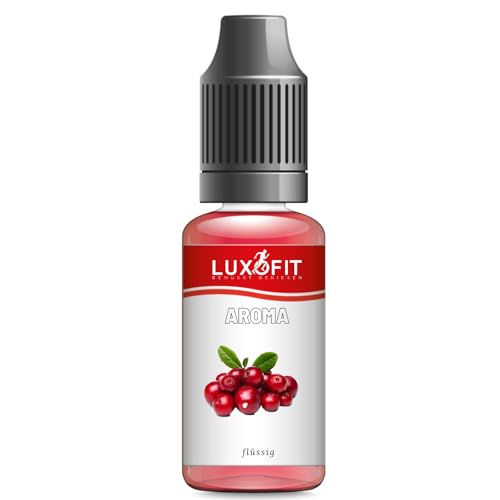 Luxofit Preiselbeeren Aroma flüssig, Verschiedene Größe, Lebensmittel und Getränke aromatisieren, Vegetarisch und Vegan, GMO-Frei, Made in Germany, geeignet für die Gastro und Private Küche (1 L) von luxofit