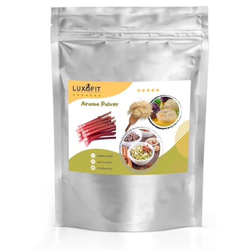 Luxofit Rhabarber Aroma Pulver, Verschiedene Größen, Aromen für Lebensmittel und Getränke, GMO-Frei, Vegan und Vegetarisch, Made in Germany, geeignet für private Küche und Gastronomie (200 g) von luxofit