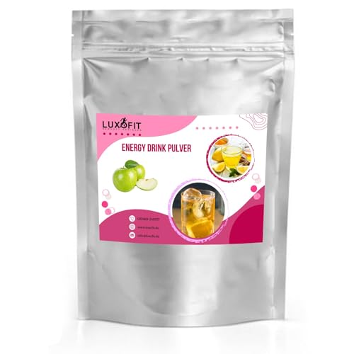 luxofit Saurer Apfel Energy Drink Pulver, Schneller Energiekick, einfache Zubereitung, Geschmacksintensiv, natürliche Farbstoffe, Koffeinhaltiges Getränkepulver (333 g) von luxofit