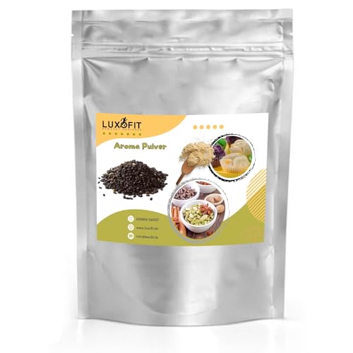 Luxofit Schwarzer Sesam Aroma Pulver, geeignet für Lebensmittel und Getränle, für private Küche und Gastronomie, Vegetarisch und Vegan, Made in Germany, GMO-Frei (200 g) von luxofit