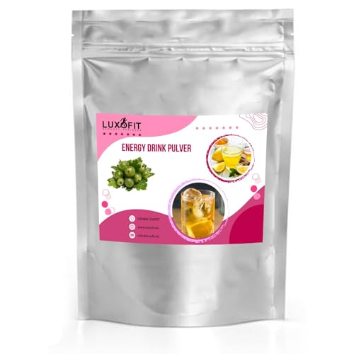 Luxofit Stachelbeeren Energy Drink Pulver, Allergenfrei, Geschmacksintensiv, natürliche Farbstoffe, schnelle und einfache Zubereitung, Koffeinhaltiges Getränkepulver (1 Kg) von luxofit