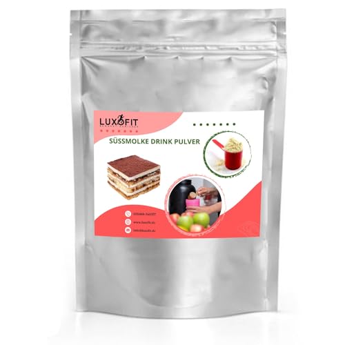 Luxofit Tiramisu Süßmolke Drink Pulver mit Whey Protein, Molkepulver, Proteinreiches Trinkpulver, schnelle und einfache Zubereitung, Made in Germany, Vegetarisch (1 Kg) von luxofit