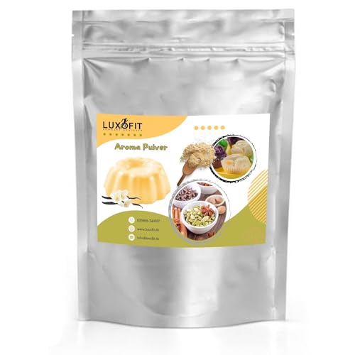 Luxofit Vanillepudding Aroma Pulver, Lebensmittel und Getränke Aromatisieren, geeignet für private Küche und Gastronomie, Made in Germany, GMO-Frei, Vegetarisch und Vegan (50 g) von luxofit